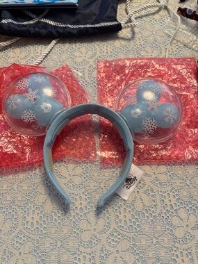 Disney Light Blue Snowflake Dome Mickey Ear Headband